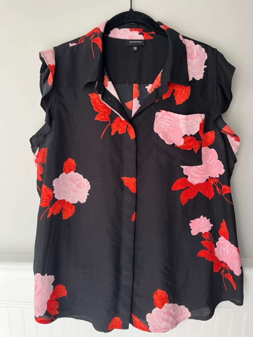Who What Wear XXL Floral Blouse sleeveless ruffle blouse